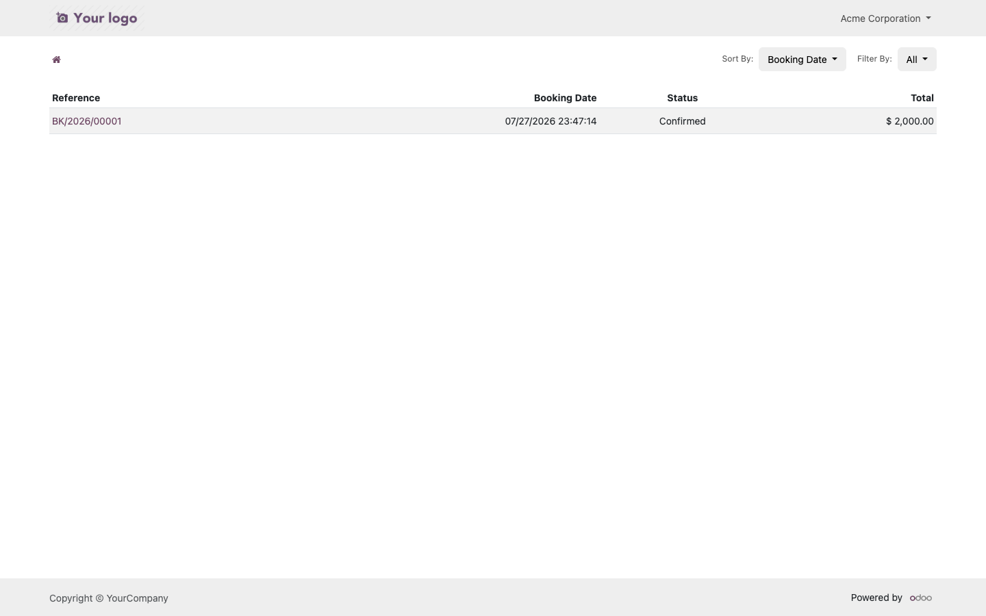 Customer portal: booking history